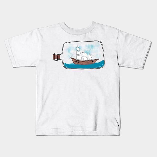 Ship in a bottle Kids T-Shirt by Arpi Design Studio